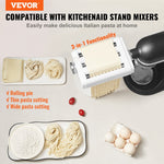 VEVOR Pasta Piederums KitchenAid Mikserim, 3-IN-1 Nerūsējošā Tērauda Ruļļa Griezējs, Spaghetti un Fettuccine Griezēji, 8 Biezuma Regulēšanas Poga