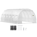 VEVOR portable plant greenhouse 6.1 x 3 x 2.1 m with galvanised steel hoops, 3 top beams, 4 diagonal poles, 2 zipped doors and 12 folding windows, white