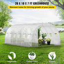VEVOR portable plant greenhouse 6.1 x 3 x 2.1 m with galvanised steel hoops, 3 top beams, 4 diagonal poles, 2 zipped doors and 12 folding windows, white