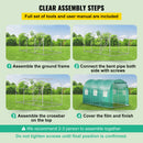 Pieejams 10 dienu laikā! VEVOR  pārnēsājama augu siltumnīca, 3.6 x 2 x 2 m, ar cinkotiem tērauda lokiem, 1 augšējo balstu, 2 diagonālajiem balstiem, 2 rāvējslēdzēju durvīm un 6 uzrullējamajiem logiem, zaļā krāsā