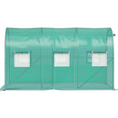 Pieejams 10 dienu laikā! VEVOR  pārnēsājama augu siltumnīca, 3.6 x 2 x 2 m, ar cinkotiem tērauda lokiem, 1 augšējo balstu, 2 diagonālajiem balstiem, 2 rāvējslēdzēju durvīm un 6 uzrullējamajiem logiem, zaļā krāsā