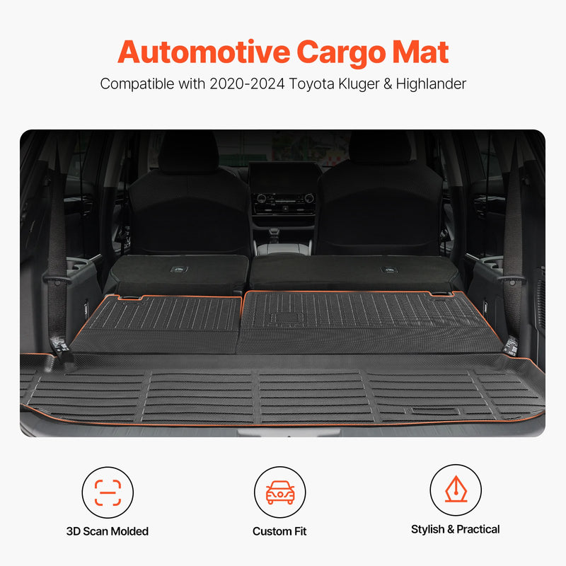 VEVOR cargo mat and backrest mat, TPE material, adapted to Kluger and Highlander 2020-2024