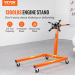 VEVOR dzinēja statīvs ar 360° rotējošu regulējamu galvu, 590 kg slodzes kapacitāte, tērauda motora bloka statīvs ar instrumentu paplāti, 4 riteņi un 4 regulējamas sviras, paredzēts transportlīdzekļu remontam un apkopei