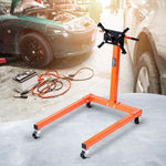 VEVOR dzinēja statīvs ar 360° rotējošu regulējamu galvu, 590 kg slodzes kapacitāte, tērauda motora bloka statīvs ar instrumentu paplāti, 4 riteņi un 4 regulējamas sviras, paredzēts transportlīdzekļu remontam un apkopei