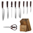 VEVOR virtuves nažu komplekts ar bloku un asināmo, 15 daļas, augsta oglekļa nerūsējošā tērauda naži, noturīgi pret rūsu, ergonomiski rokturi, asināmais stienis un augstvērtīgs koka bloks mājas lietošanai