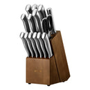 VEVOR virtuves nažu komplekts ar bloku un asināmo, 15 daļas, no vācu augsta oglekļa nerūsējošā tērauda, ergonomiski rokturi, asināmais stienis un koka nažu bloks, mājas lietošanai