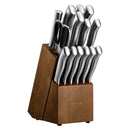 VEVOR virtuves nažu komplekts ar bloku un asināmo, 15 daļas, no vācu augsta oglekļa nerūsējošā tērauda, ergonomiski rokturi, asināmais stienis un koka nažu bloks, mājas lietošanai