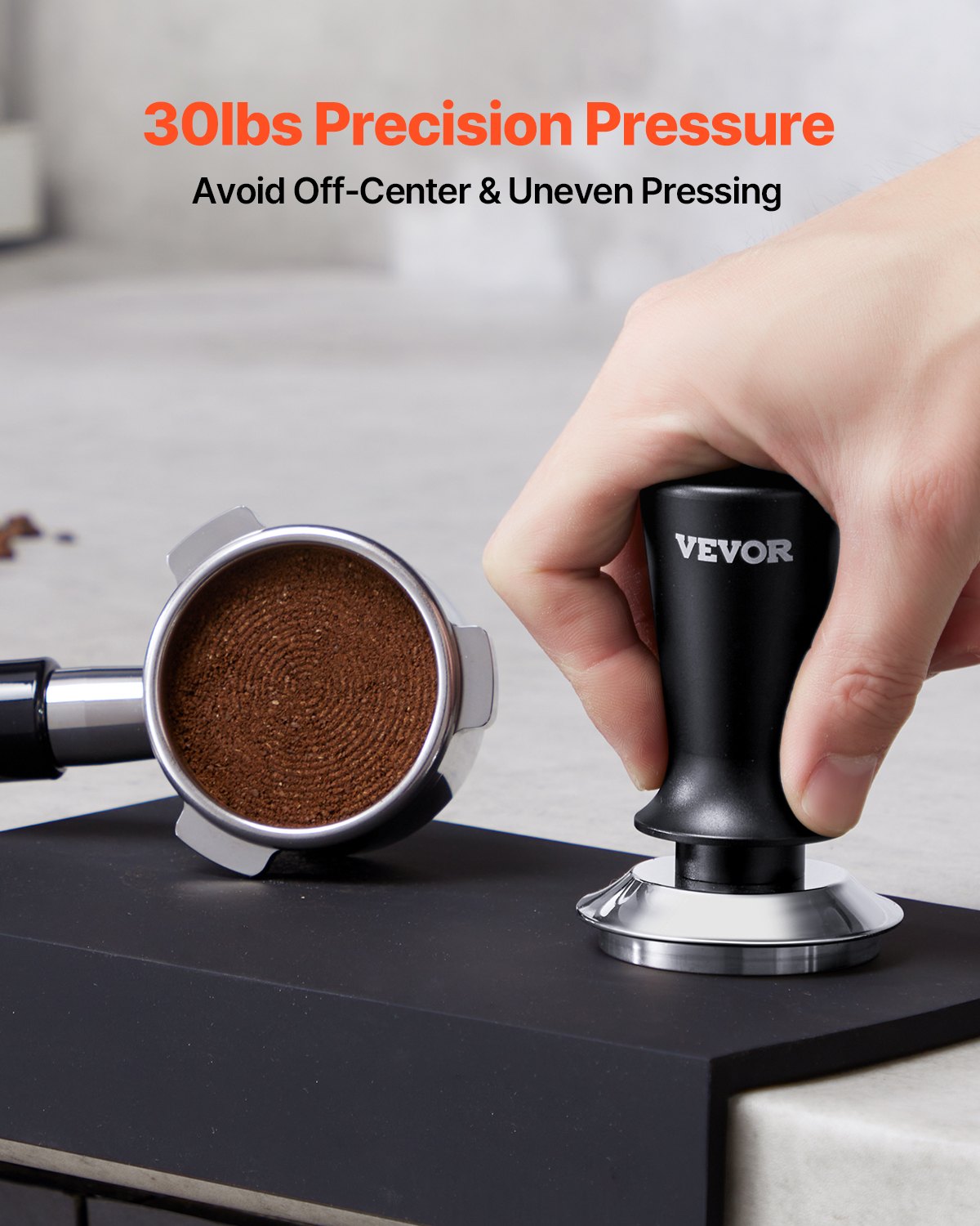 VEVOR 51 mm espresso tamperis ar atsperi, nerūsējošais tērauds