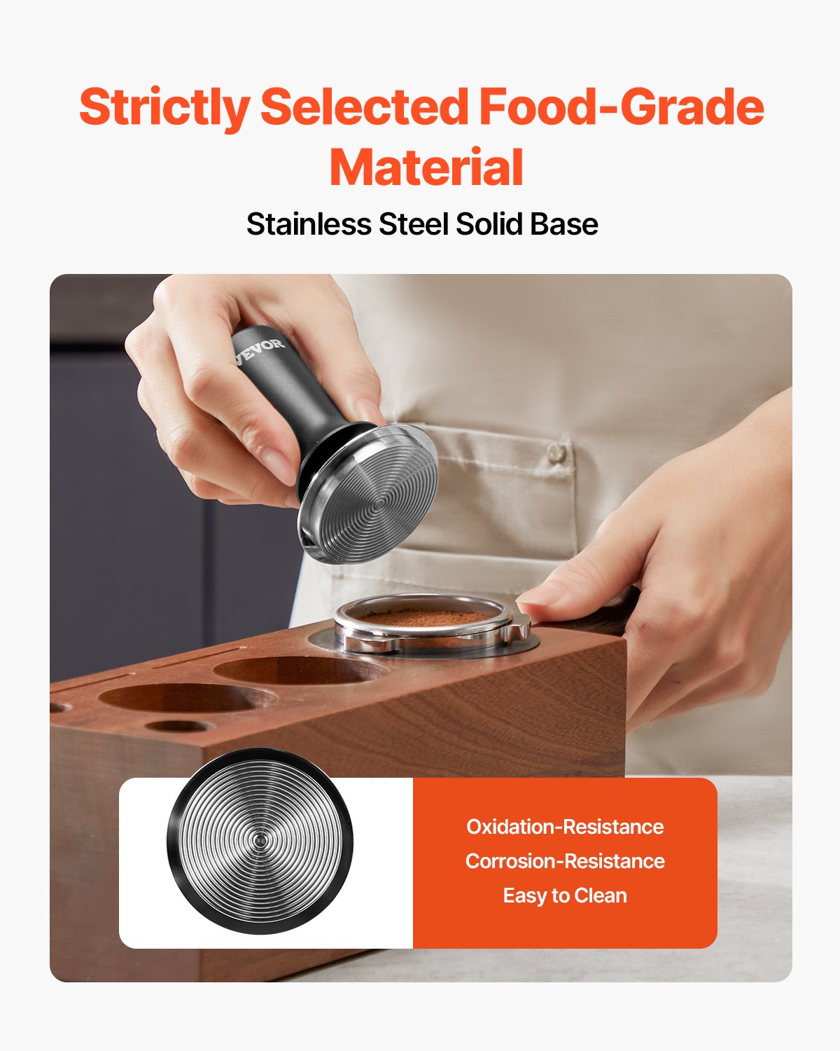 VEVOR 53 mm Espresso tampers, nerūsējošā tērauda ar atsperi