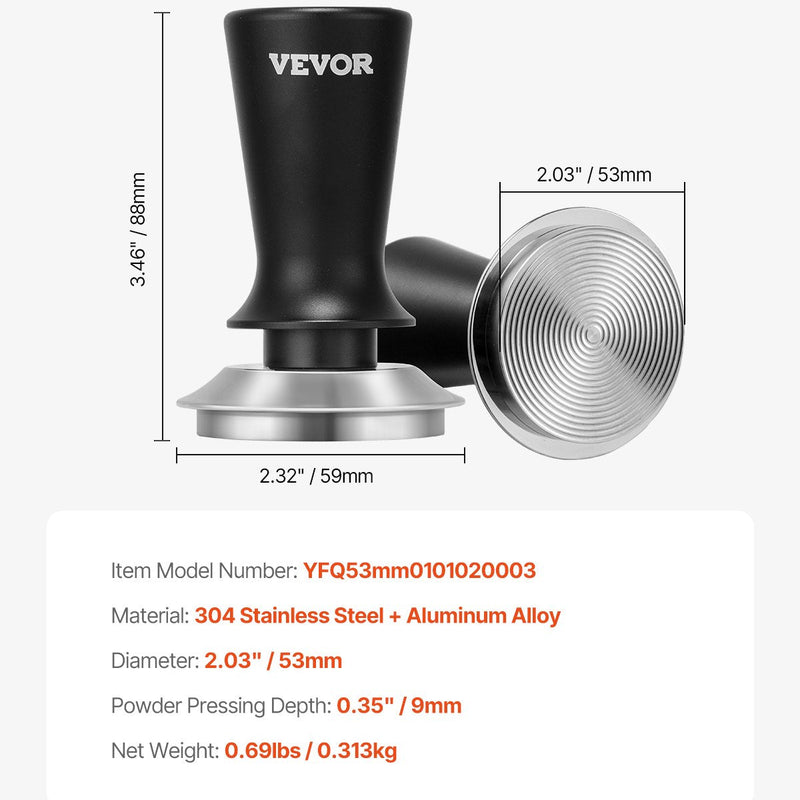 VEVOR 53 mm Espresso tampers, nerūsējošā tērauda ar atsperi