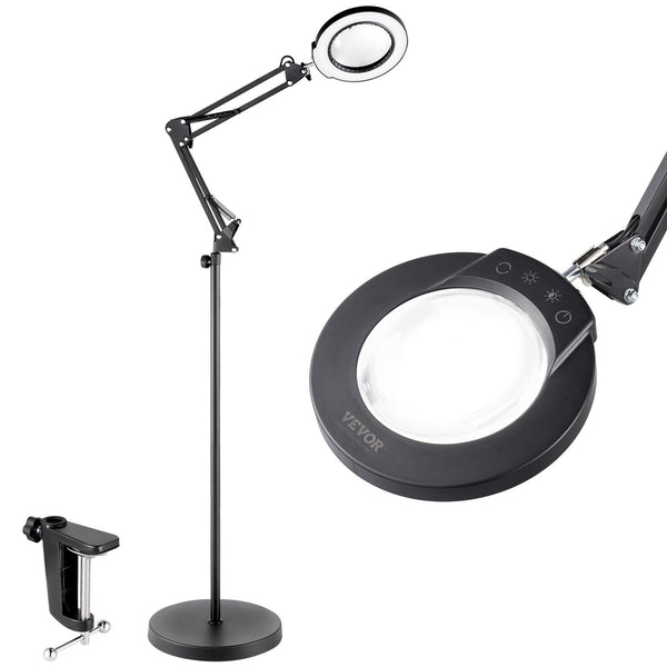VEVOR 5X palielinošā grīdas lampa ar LED apgaismojumu, 5 krāsu režīmi, 3-in-1 dizains