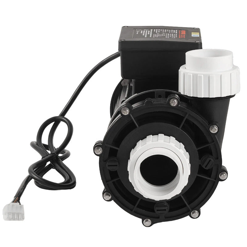 VEVOR divu ātrumu SPA sūknis, 56 rāmis, 1600 W augstais režīms 39 m³/h ar 15 m pacēlumu vai 400 W zemais režīms 19 m³/h ar 3,9 m pacēlumu, Ø50 mm pieslēgums ar 90° grozāmu savienojumu, TÜV sertificēts