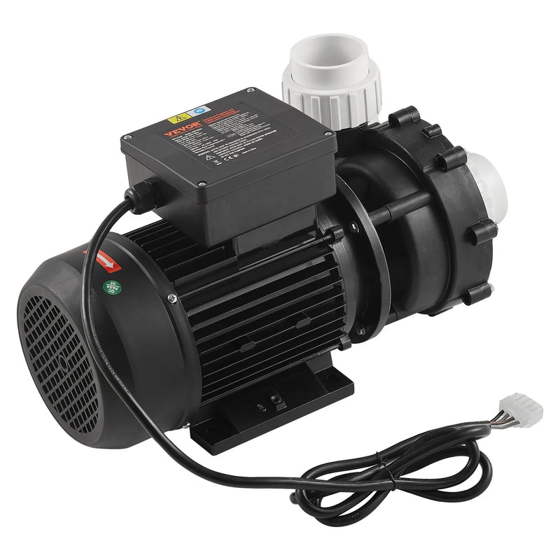 VEVOR divu ātrumu SPA sūknis, 56 rāmis, 1900 W augstais režīms 43 m³/h ar 18 m pacēlumu vai 450 W zemais režīms 21,5 m³/h ar 4,4 m pacēlumu, 2″ pieslēgums ar 90° grozāmu savienojumu, TÜV sertificēts
