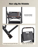 VEVOR 2 pakāpju saliekamās kāpnes ar platu pretslīdes pakāpienu un ērtu rokturi, pārnēsājamas tērauda kāpnes ar 272 kg nestspēju, lietošanai virtuvē, mājās un birojā, melnas