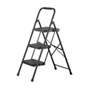 VEVOR 3 pakāpju saliekamās kāpnes ar platu pretslīdes pakāpienu un ērtu rokturi, pārnēsājamas tērauda kāpnes ar 272 kg nestspēju, lietošanai virtuvē, mājās un birojā, melnas