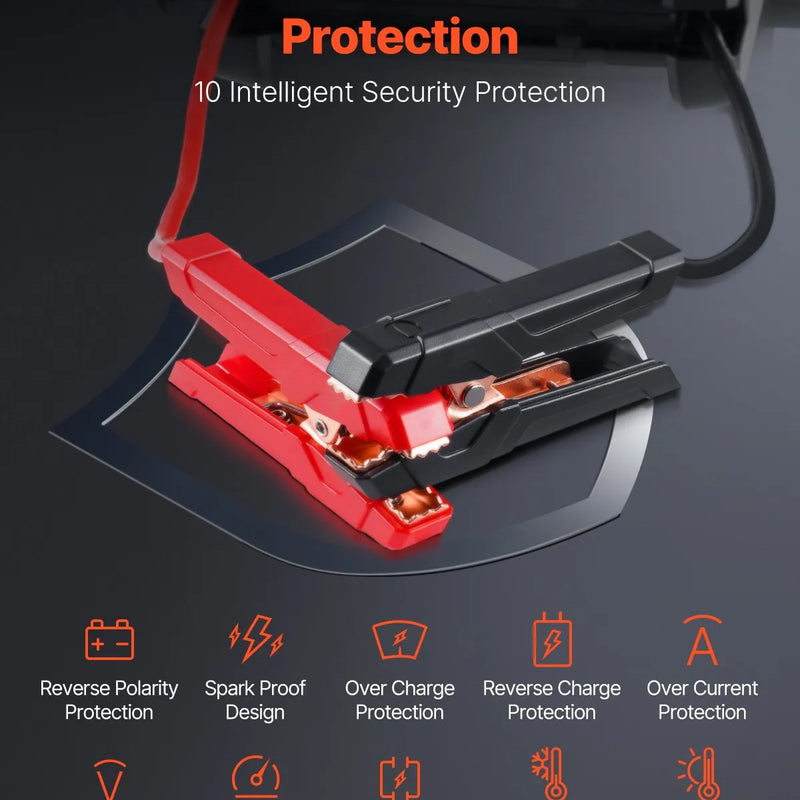 VEVOR automašīnas palaišanas ierīce, 4000 A starta strāva, 88,8 Wh litija akumulators, LED apgaismojums un palaišanas kabeļi, pārnēsājams starteris benzīna un līdz 10 L dīzeļdzinējiem