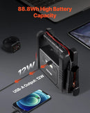 VEVOR automašīnas palaišanas ierīce, 4000 A starta strāva, 88,8 Wh litija akumulators, LED apgaismojums un palaišanas kabeļi, pārnēsājams starteris benzīna un līdz 10 L dīzeļdzinējiem