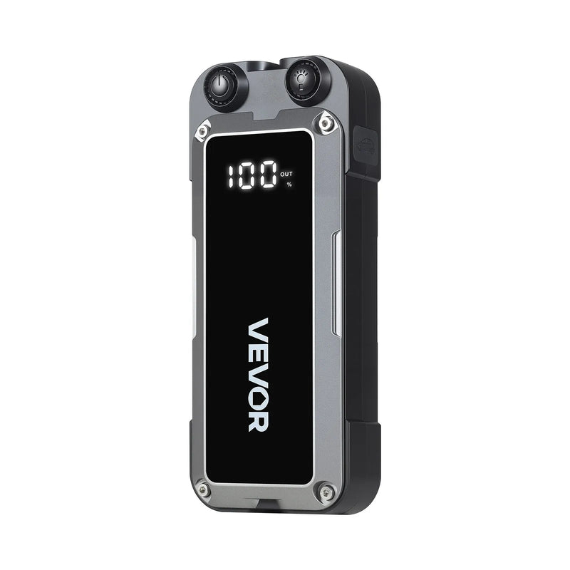 VEVOR auto iedarbināšanas starteris 4000 A, 12 V portatīvs litija akumulatora pastiprinātājs ar starta kabeļiem un 3 režīmu LED lukturīti, piemērots benzīna dzinējiem līdz 10 l un dīzeļdzinējiem līdz 8 l