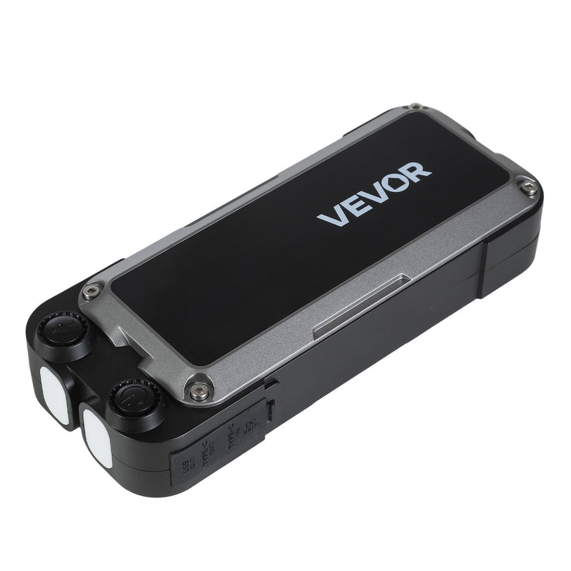 VEVOR auto iedarbināšanas starteris 4000 A, 12 V portatīvs litija akumulatora pastiprinātājs ar starta kabeļiem un 3 režīmu LED lukturīti, piemērots benzīna dzinējiem līdz 10 l un dīzeļdzinējiem līdz 8 l