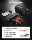 VEVOR auto iedarbināšanas starteris 4000 A, 12 V portatīvs litija akumulatora pastiprinātājs ar starta kabeļiem un 3 režīmu LED lukturīti, piemērots benzīna dzinējiem līdz 10 l un dīzeļdzinējiem līdz 8 l