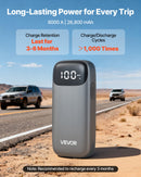 VEVOR automašīnas akumulatora starteris, 6000 A pīķa strāva, 12 V portatīvs litija akumulatora palaidējs ar jaudas banku, 3 režīmu lukturītis un starta kabeļi, paredzēts līdz 10 l benzīna un 10 l dīzeļdzinējiem