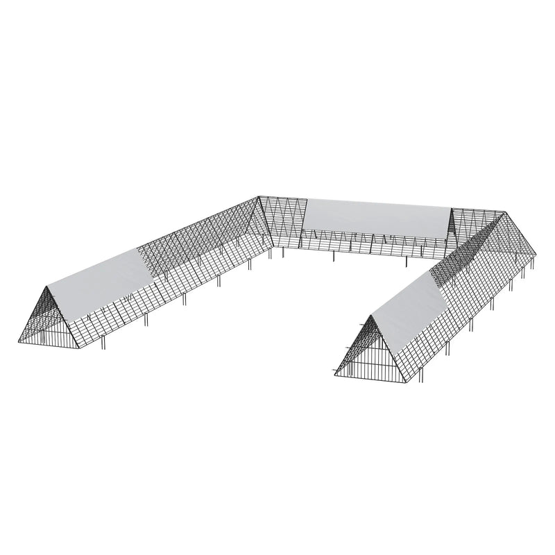 VEVOR vistas tuneļi, 600 × 400 × 61 cm (G × P × A) pārnēsājami āra tuneļi ar stūra rāmjiem, 2 gab., piemēroti vistām, pīlēm un trušiem
