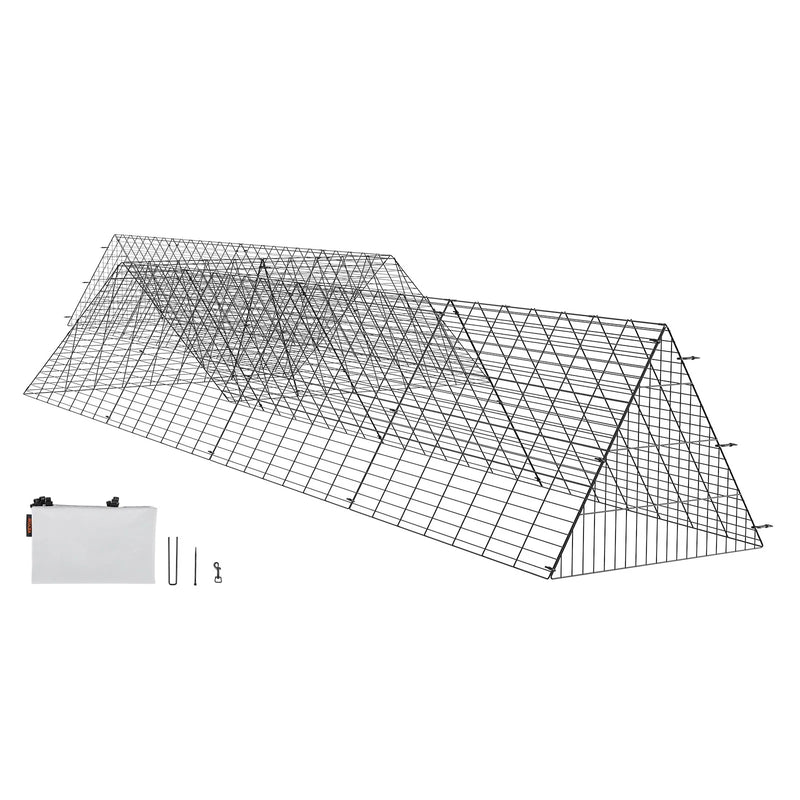 VEVOR vistas tuneļi, 729 × 200 × 61 cm (G × P × A) pārnēsājami āra tuneļi ar stūra rāmjiem, 2 gab., piemēroti vistām, pīlēm un trušiem