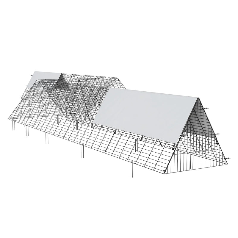 VEVOR vistas tuneļi, 729 × 200 × 61 cm (G × P × A) pārnēsājami āra tuneļi ar stūra rāmjiem, 2 gab., piemēroti vistām, pīlēm un trušiem