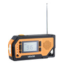 VEVOR avārijas laikapstākļu radio ar 2000 mAh akumulatoru, FM/AM/WB/NOAA trauksmi, saules un rokas ģeneratora uzlādi, USB savienojumu, SOS signālu un lukturīti, pārnēsājams āra situācijām un kempingam