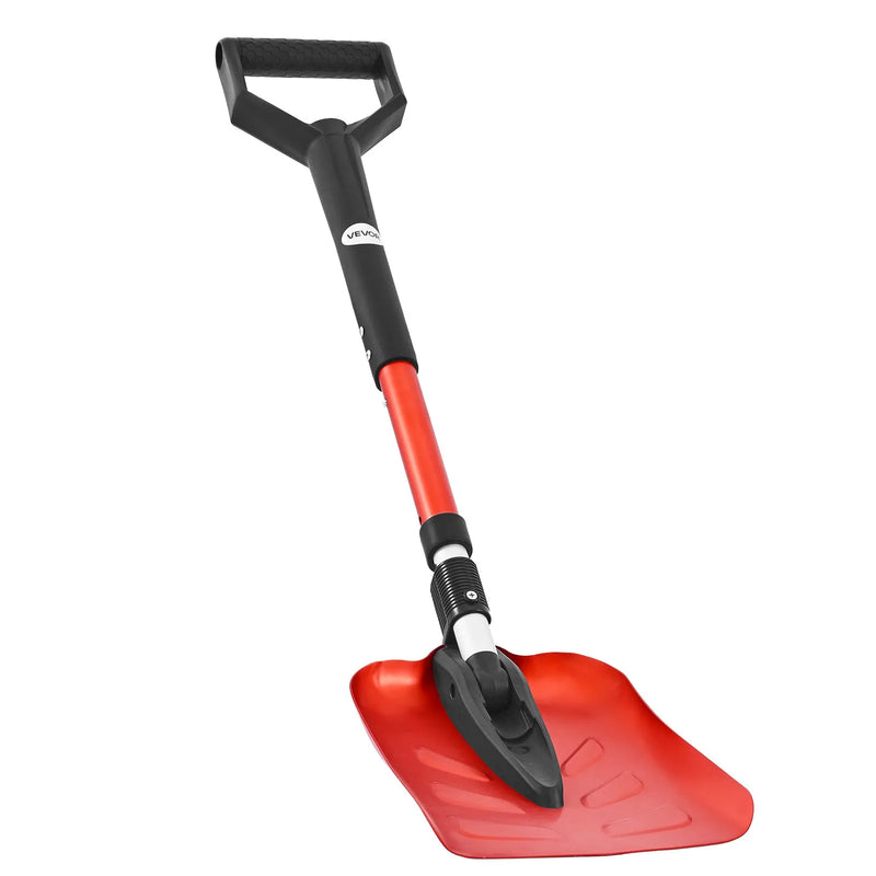 VEVOR salokāma sniega lāpsta celiņiem, 22 cm plata ar D veida rokturi, 91–102 cm regulējams garums, viegla alumīnija sniega tīrīšanas lāpsta muguras slodzes mazināšanai dārzā, automašīnai un kempingam