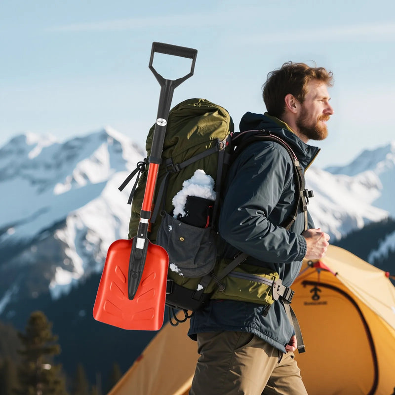 VEVOR salokāma sniega lāpsta celiņiem, 22 cm plata ar D veida rokturi, 91–102 cm regulējams garums, viegla alumīnija sniega tīrīšanas lāpsta muguras slodzes mazināšanai dārzā, automašīnai un kempingam