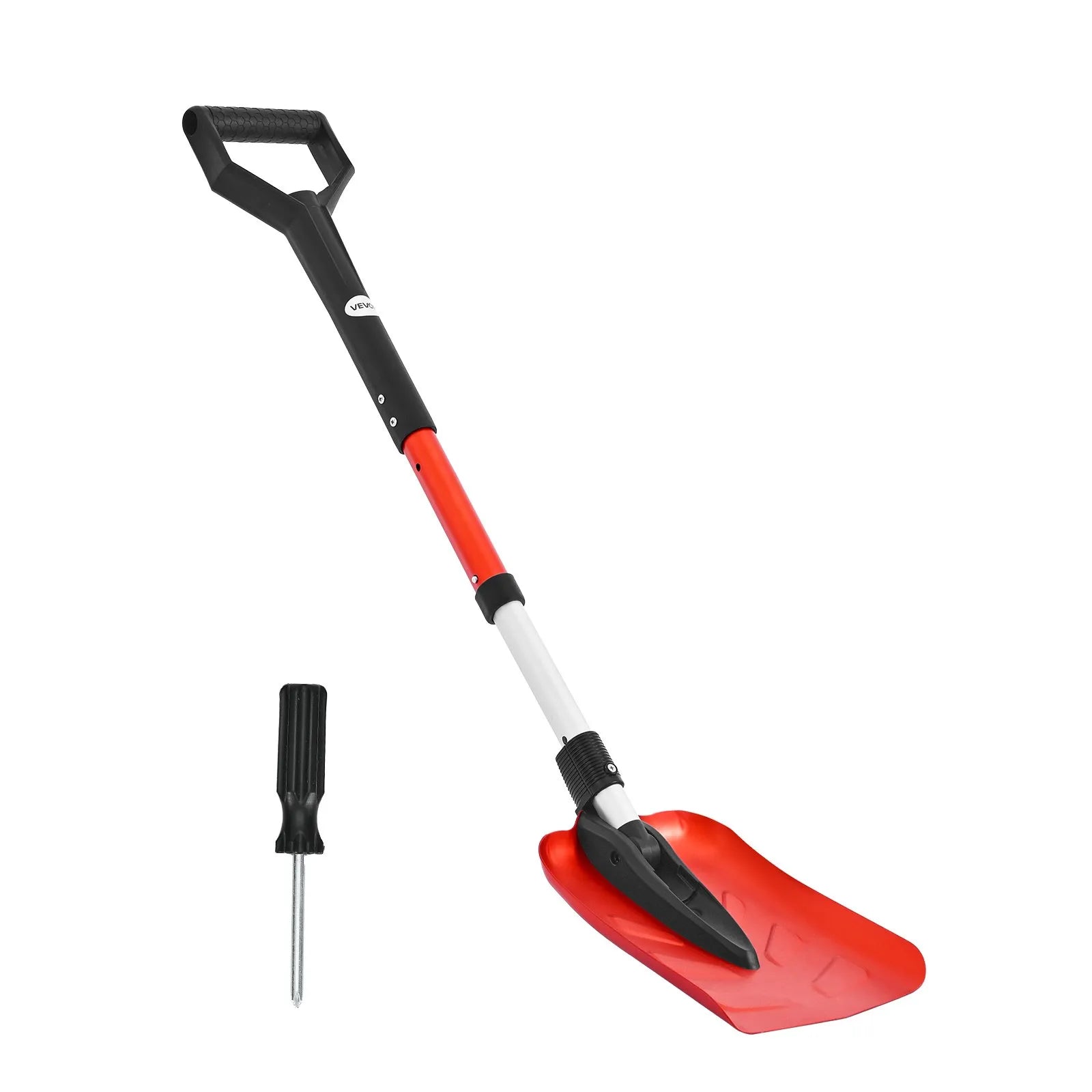 VEVOR salokāma sniega lāpsta celiņiem, 22 cm plata ar D veida rokturi, 91–102 cm regulējams garums, viegla alumīnija sniega tīrīšanas lāpsta muguras slodzes mazināšanai dārzā, automašīnai un kempingam