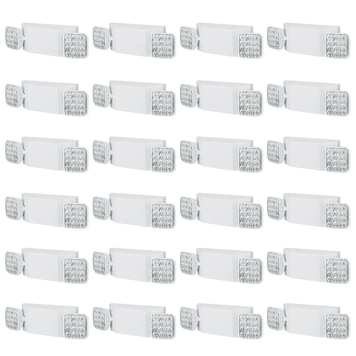 24 gab. komerciālās avārijas lampas, 3 W, baltās LED avārijas izejas apgaismojuma gaismekļi ar 180 min akumulatora darbības laiku, regulējamu 2 LED kvadrātveida galvu, griestu vai sienas stiprinājumu biznesa elektroapgādes pārtraukumiem