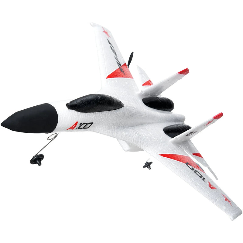 VEVOR RC lidmašīna, 2,4 GHz 4 kanālu tālvadības lidaparāts ar 6 asu žiroskopa stabilizatoru, gatava lidojumam kaujas lidmašīnas tipa RC lidmašīna ar 2 akumulatoriem, viegli vadāms RC planieris pieaugušajiem, bērniem un iesācējiem.