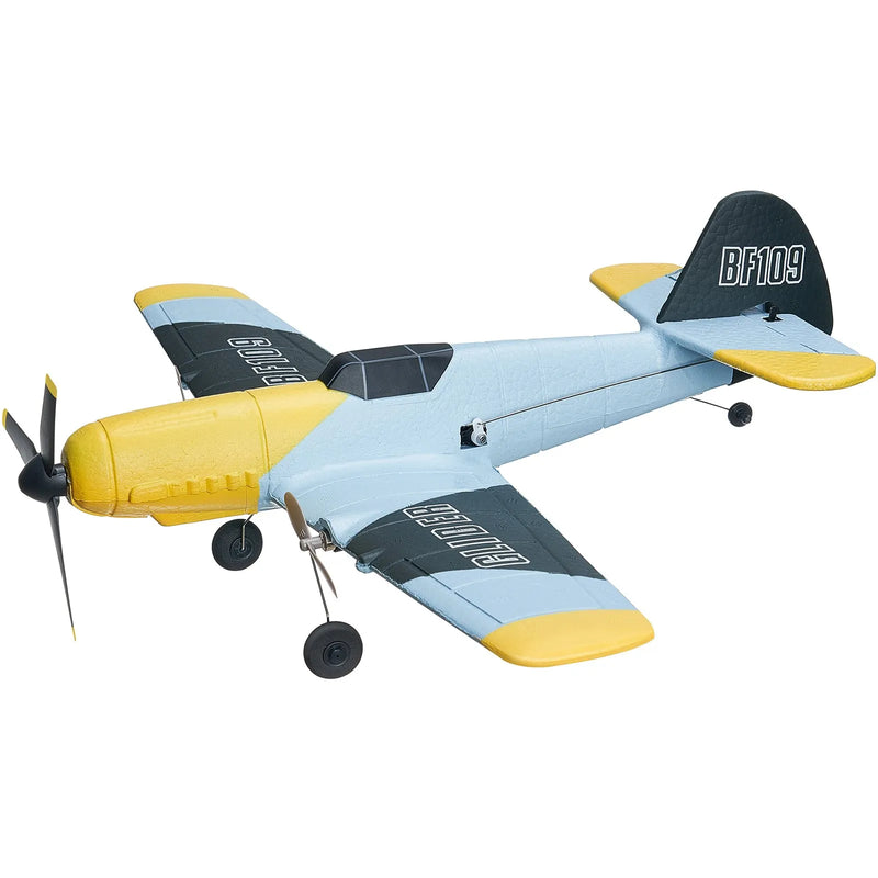 VEVOR RC lidmašīna, 2,4 GHz 3 kanālu tālvadības lidaparāts ar 6 asu žiroskopa stabilizatoru, gatava lidojumam kaujas lidmašīnas tipa RC lidmašīna ar 2 akumulatoriem, viegli vadāms RC planieris pieaugušajiem, bērniem un iesācējiem