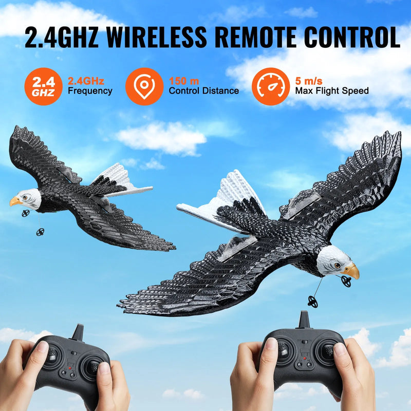 VEVOR RC lidmašīna, 2,4 GHz 2 kanālu tālvadības lidaparāts ar 6 asu žiroskopu, gatava lidojumam ērgļa tipa RC planieris ar 2 akumulatoriem iesācējiem un bērniem