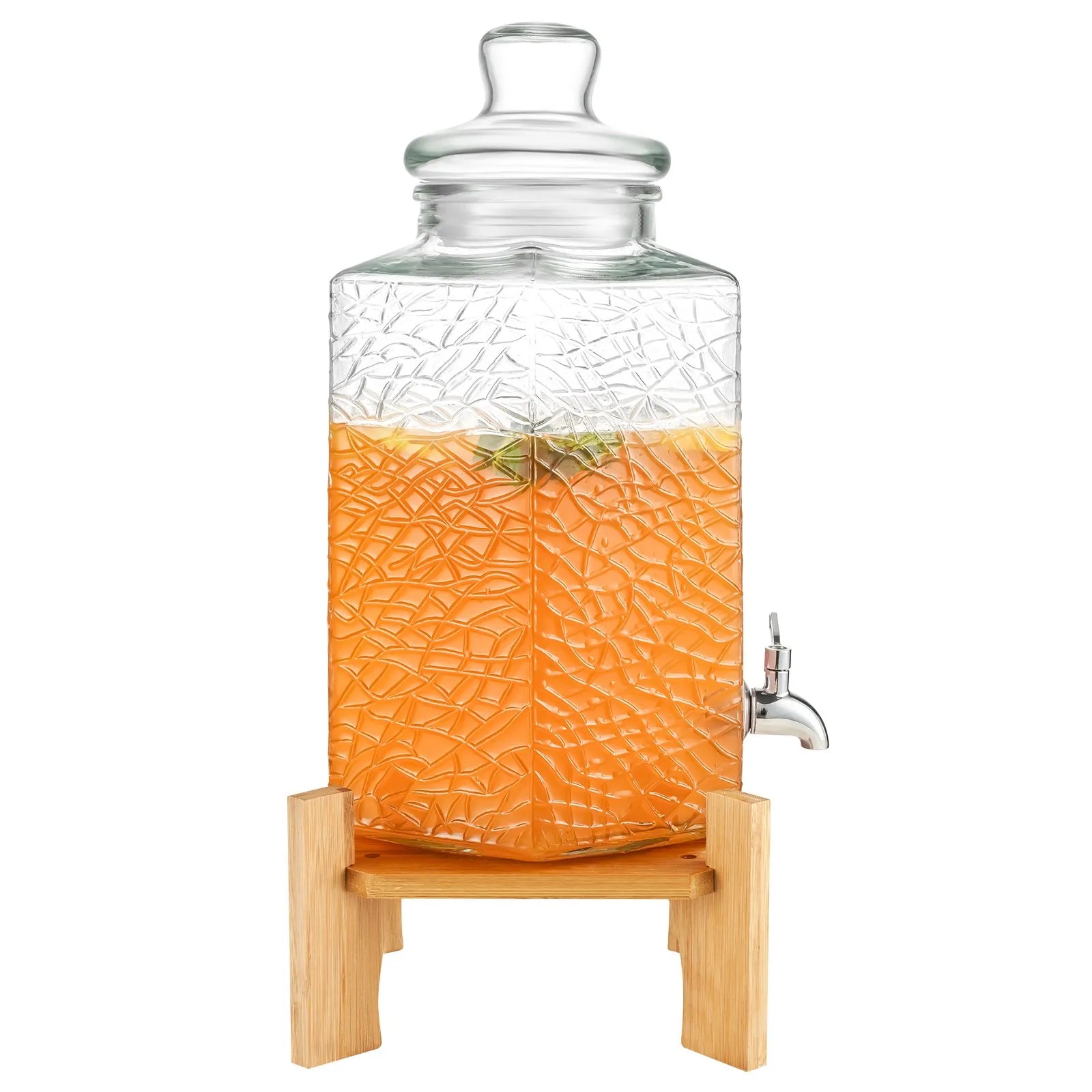 VEVOR dzērienu dozators, 9,46 L stikla sulas trauks ar statīvu, nerūsējošā tērauda krāns, piemērots tējai, limonādei, sulai un ūdenim restorāniem, viesnīcām un pasākumiem