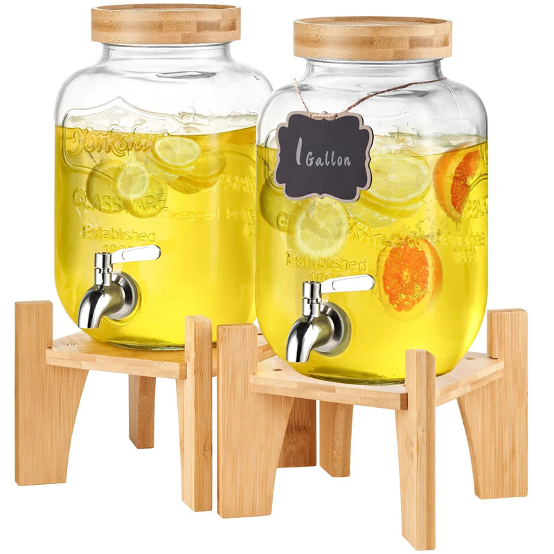 VEVOR dzērienu dozators, 3,8 L stikla dzērienu trauks ar statīvu un nerūsējošā tērauda krānu, piemērots tējai, limonādei, sulai un ūdenim — restorāniem, viesnīcām un pasākumiem
