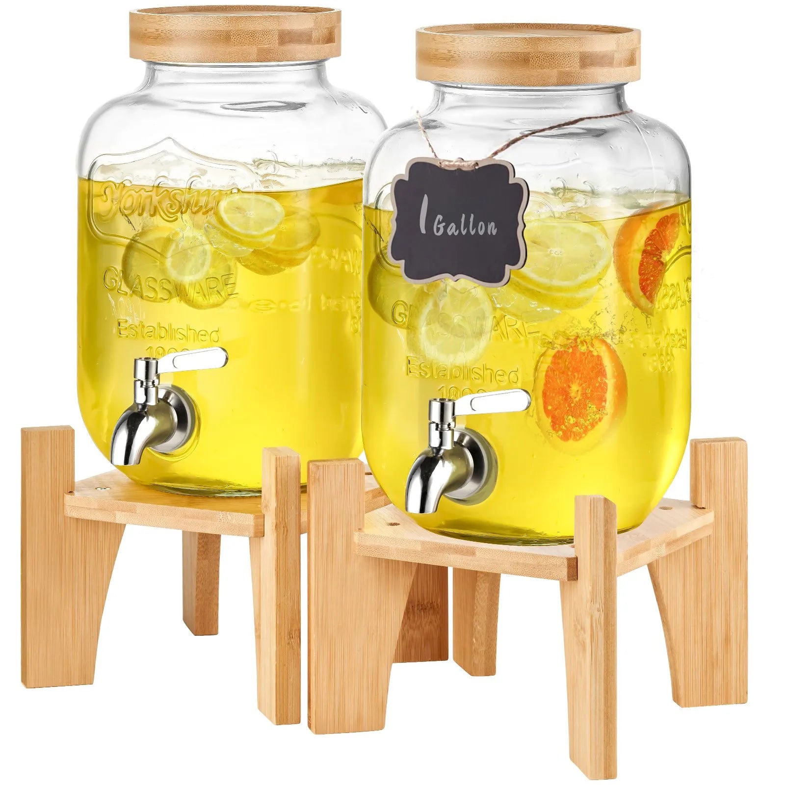 VEVOR dzērienu dozators, 3,8 L stikla dzērienu trauks ar statīvu un nerūsējošā tērauda krānu, piemērots tējai, limonādei, sulai un ūdenim — restorāniem, viesnīcām un pasākumiem