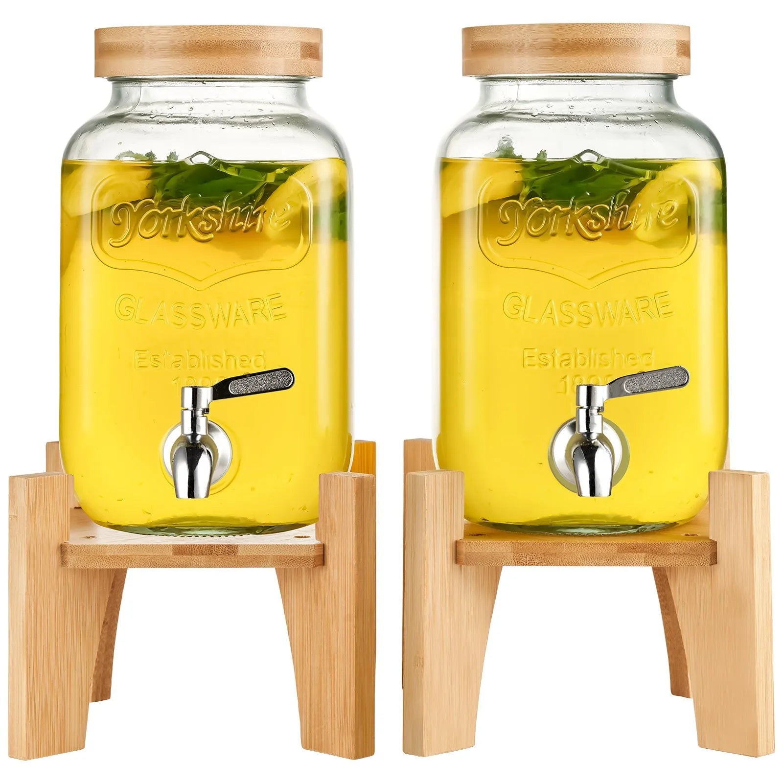 VEVOR dzērienu dozators, 3,8 L stikla dzērienu trauks ar statīvu un nerūsējošā tērauda krānu, piemērots tējai, limonādei, sulai un ūdenim — restorāniem, viesnīcām un pasākumiem