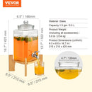 VEVOR dzērienu dozators, 5,7 L stikla tvertne ar statīvu, nerūsējošā tērauda krāns, piemērots sulām, ledus tējai, limonādei, ūdenim, restorāniem un pasākumiem