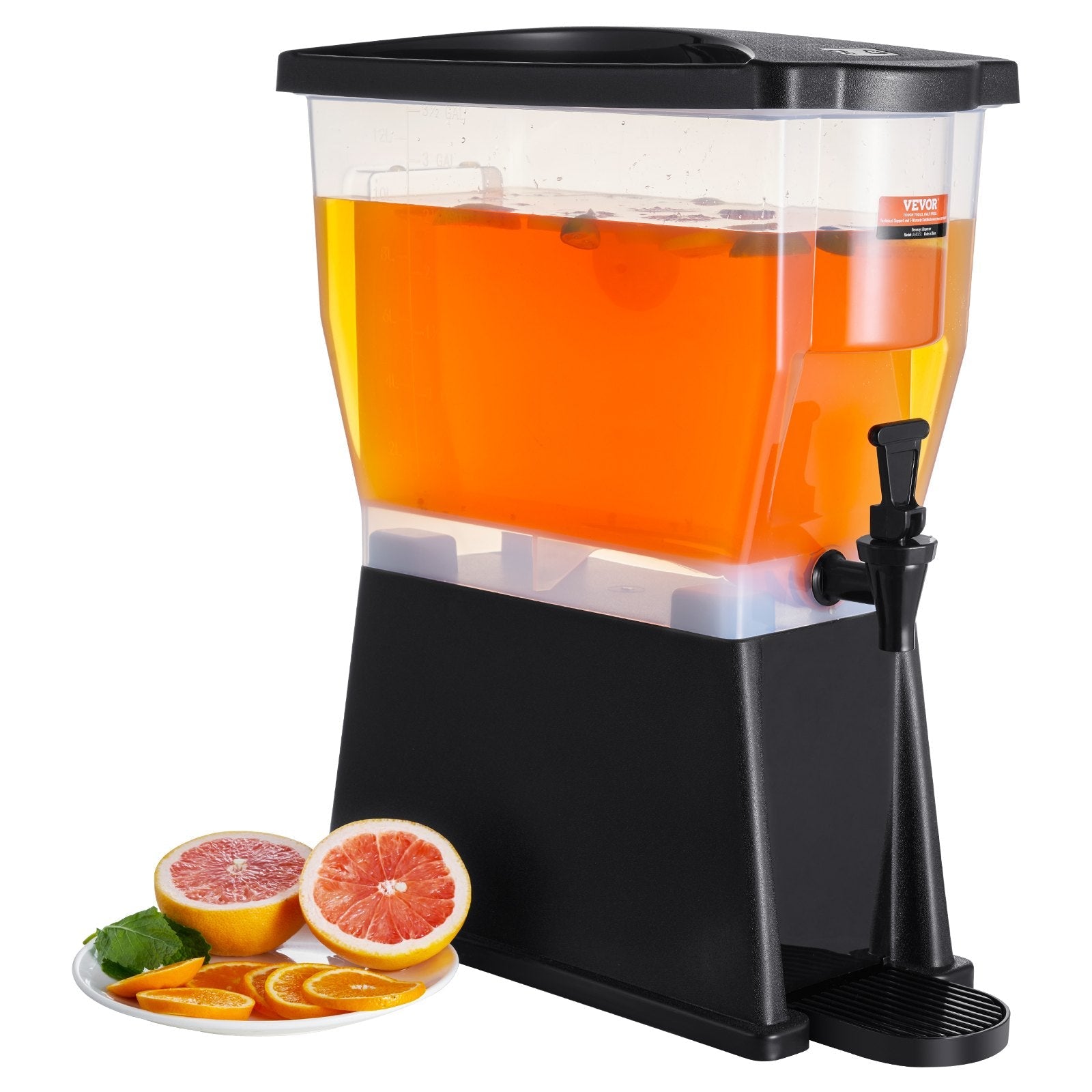 VEVOR dzērienu dozators, 11,4 L tilpuma plastmasas dzērienu trauks ar statīvu, krānu un vāku, piemērots tējai, limonādei, sulai un ūdenim — restorāniem, viesnīcām un pasākumiem