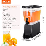 VEVOR dzērienu dozators, 11,4 L tilpuma plastmasas dzērienu trauks ar statīvu, krānu un vāku, piemērots tējai, limonādei, sulai un ūdenim — restorāniem, viesnīcām un pasākumiem