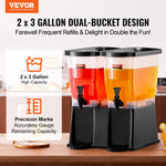 VEVOR 2 x 11.4 L dzērienu dozators ar statīvu un krānu, plastmasas, sulai, tējai, ūdens dozators