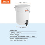 VEVOR dzērienu dozators, 18,9 l plastmasas sulas dozators ar krāniņu un vāku, piemērots tējai, limonādei, sulai un ūdenim, restorāniem, viesnīcām un pasākumiem