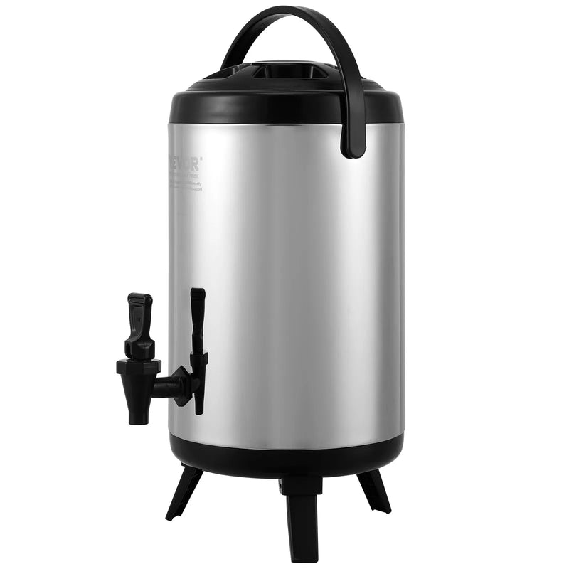 VEVOR nerūsējošā tērauda termo dzērienu dozators, 7,6 L izolēts karsto un auksto dzērienu trauks ar krānu, piemērots tējai, kafijai un ūdenim restorānos un dzērienu tirdzniecības vietās