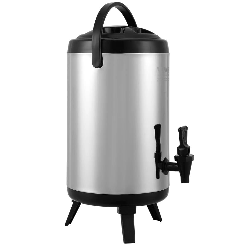 VEVOR nerūsējošā tērauda termo dzērienu dozators, 7,6 L izolēts karsto un auksto dzērienu trauks ar krānu, piemērots tējai, kafijai un ūdenim restorānos un dzērienu tirdzniecības vietās