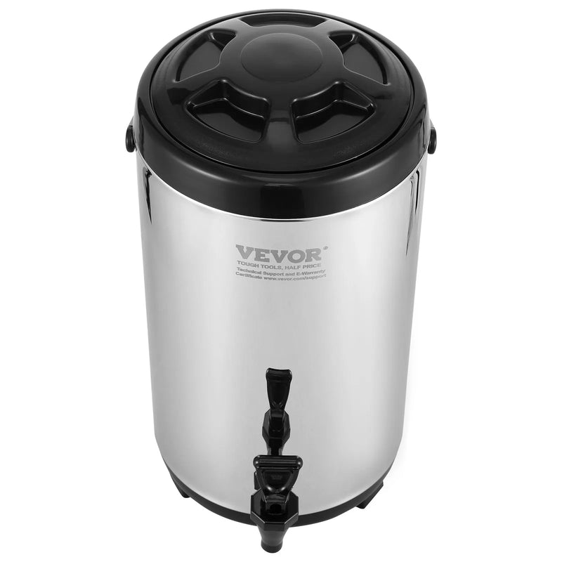 VEVOR nerūsējošā tērauda termo dzērienu dozators, 9,2 L izolēts karsto un auksto dzērienu trauks ar krānu, piemērots tējai, kafijai un ūdenim restorānos un dzērienu tirdzniecības vietās