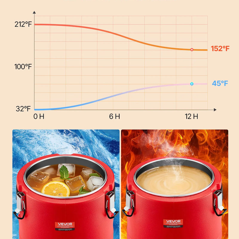 VEVOR izolētais dzērienu dozators, 11,4 L (3 gal) termo trauks karstiem un aukstiem dzērieniem ar krānu, pārtikas kvalitātes dzērienu konteiners ar 304 nerūsējošā tērauda iekšpusi, piemērots tējai, kafijai, restorāniem un āra pasākumiem