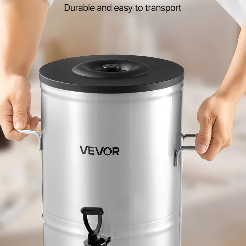 VEVOR ledus tējas dozators, 15 L (4 gal) 304 nerūsējošā tērauda dzērienu dozators ar krānu un rokturi, piemērots karstiem un aukstiem dzērieniem — ledus tējai, kafijai un ūdenim kafejnīcās un restorānos